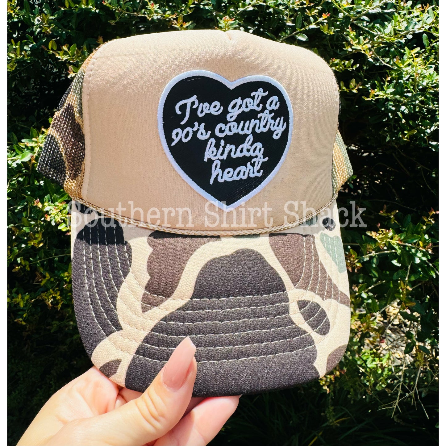 90’s country kinda heart | camo trucker hat