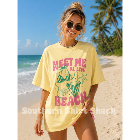 Meet me at the beach Comfort Colors Tee | Butter Yellow
