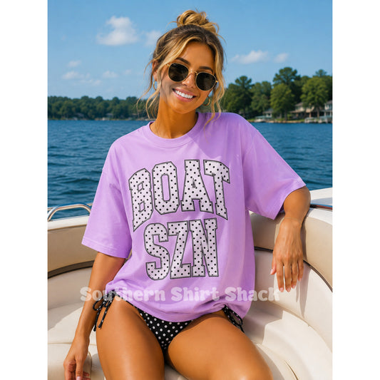 Polka Dot Boat Szn | Neon Violet Comfort Colors tee