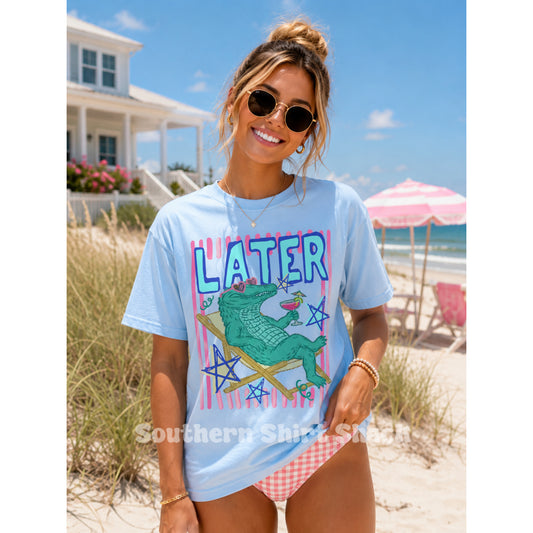 Later Gator beach chillin’ Comfort Colors tee | Light Blue