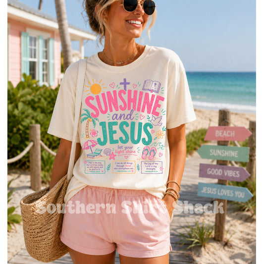 Sunshine & Jesus Comfort Colors tee | Ivory