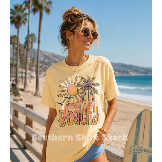 Feelin’ beachy Comfort Colors Tee | Butter Yellow (Copy)