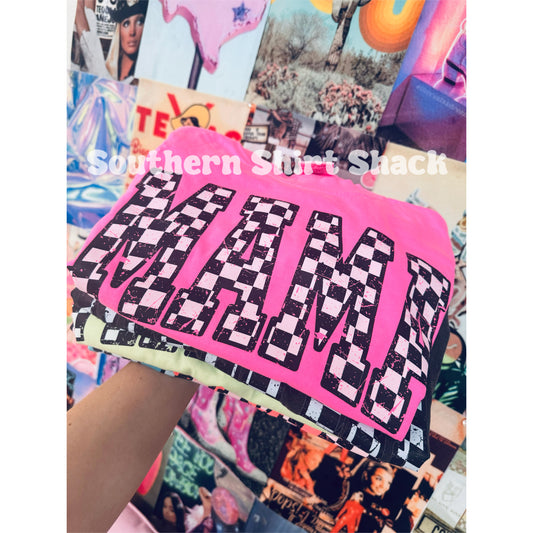 Varsity Checkered Mama Comfort Colors tee