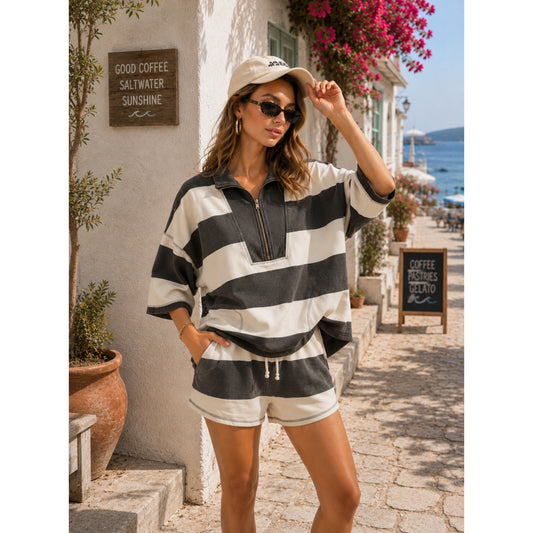 Midnight Tide Striped Lounge Set