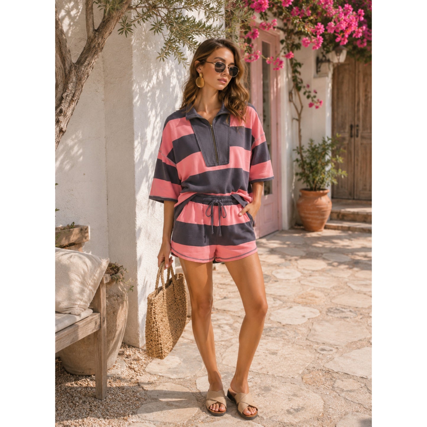 Pink Sands Striped Lounge Set