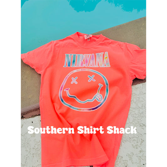 Tie dye Nirv@naaa  | Neon Orange Comfort Colors tee
