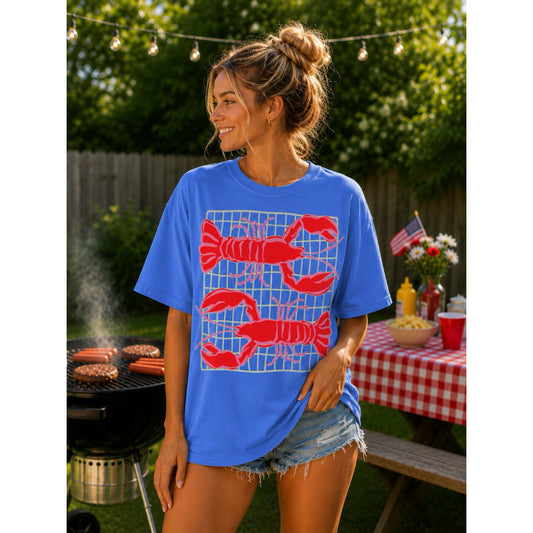 Preppy Lobster Comfort Colors tee | Flo blue