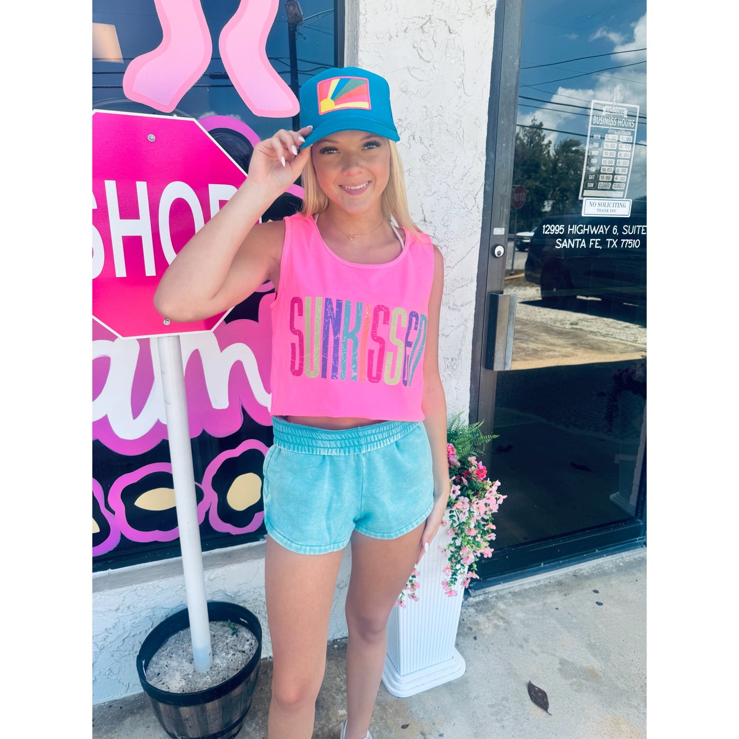Colorful Sunkissed Comfort Colors Tank | Neon Pink