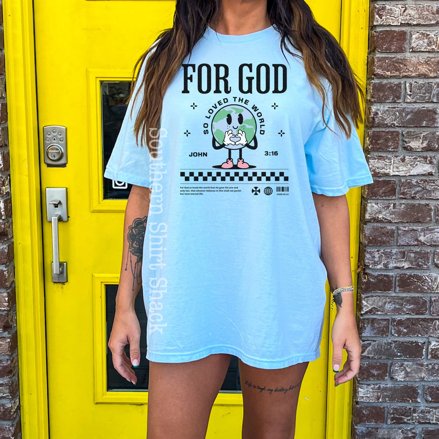 For God So Loved The World | Hydrangea Comfort Colors tee