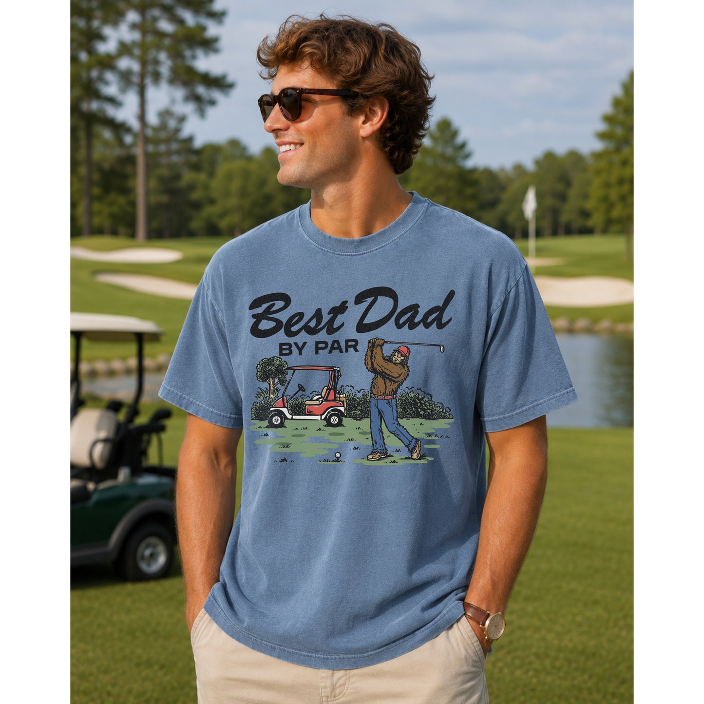 Best Dad by Par | Blue Jean Comfort Colors tee