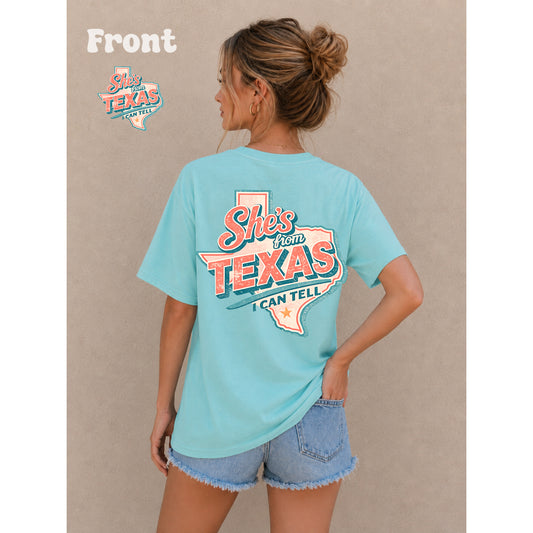 She’s From Texas Comfort Colors Tee Chalky Mint