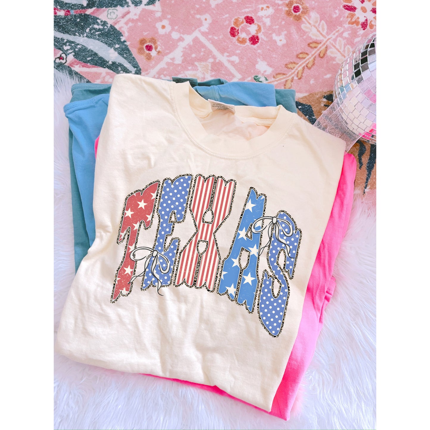 Patriotic Texas Comfort Colors tee | Ivory