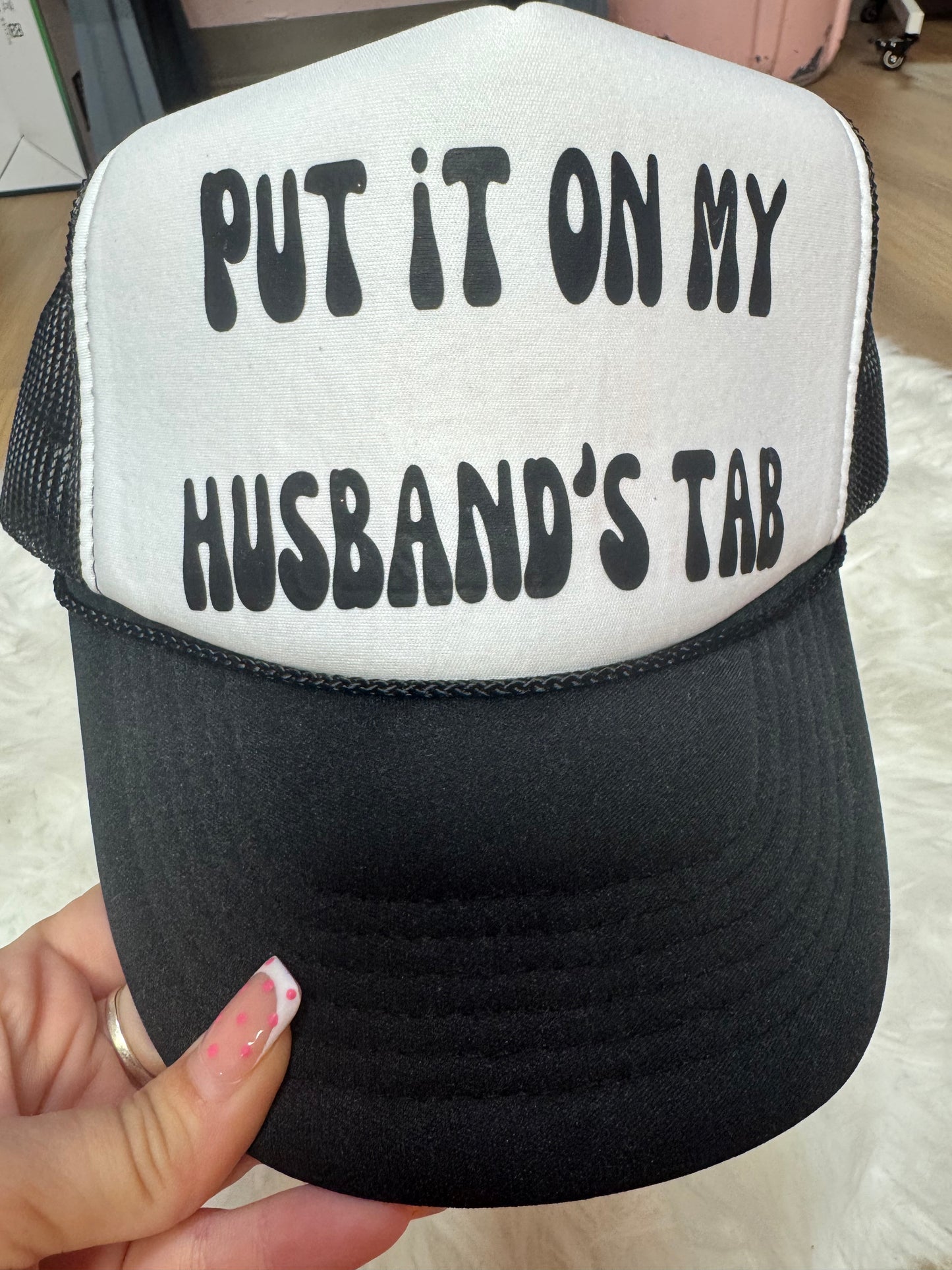 OOPSIE husbands tab trucker hat READY TO SHIP
