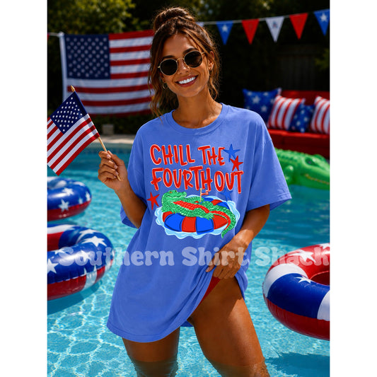 Chill the Fourth Out Comfort Colors tee | Flo blue