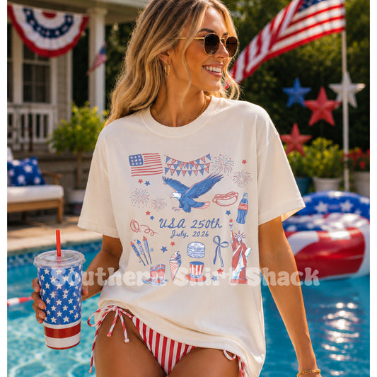 USA 250th Collage Comfort Colors tee | Ivory