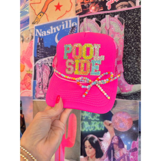 Pool Side | Lake Bum Neon Pink Checkered Mesh Hat