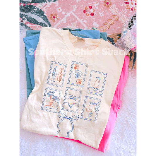 Preppy Beach Stamps Comfort Colors tee | Ivory