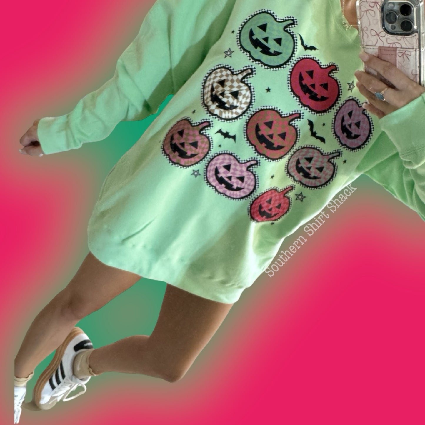 Neon Pumpkins | Minty Green Sweatshirt