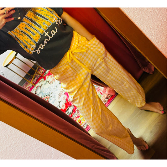 Yellow Check Barrel Fit Pants