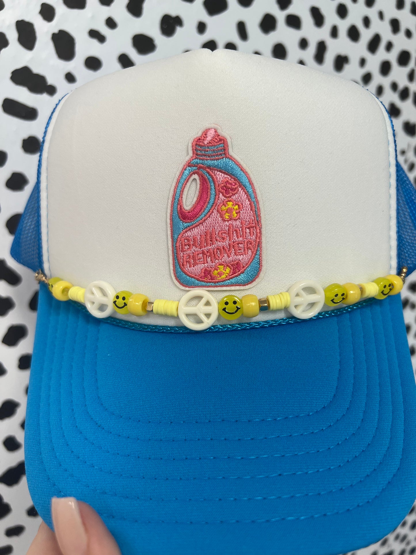 BS remover trucker hat with hat charm