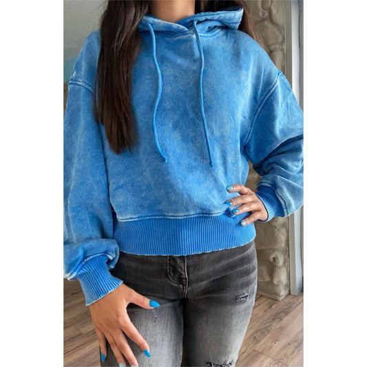 Soft as Butter Acid Wash Hoodie(ready to ship) Ocean Blue