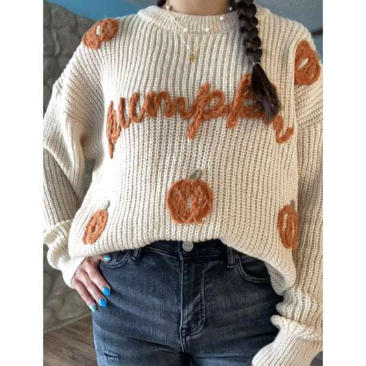 Pumpkin yarn stitch sweater | ready to ship