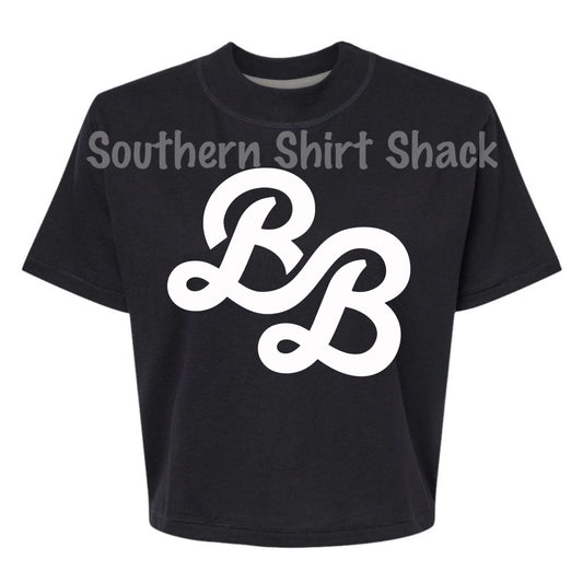 Bayou Bandits Logo Black Boxy Crop Tee