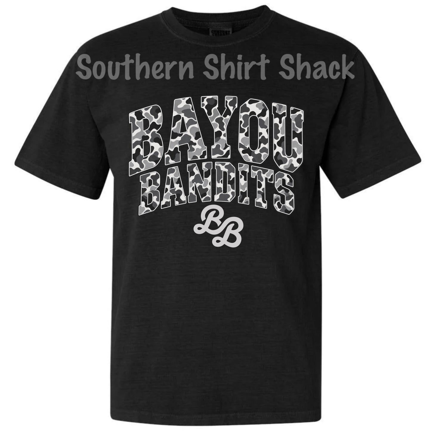 Varsity Camo Bayou Bandits Comfort Colors Tee