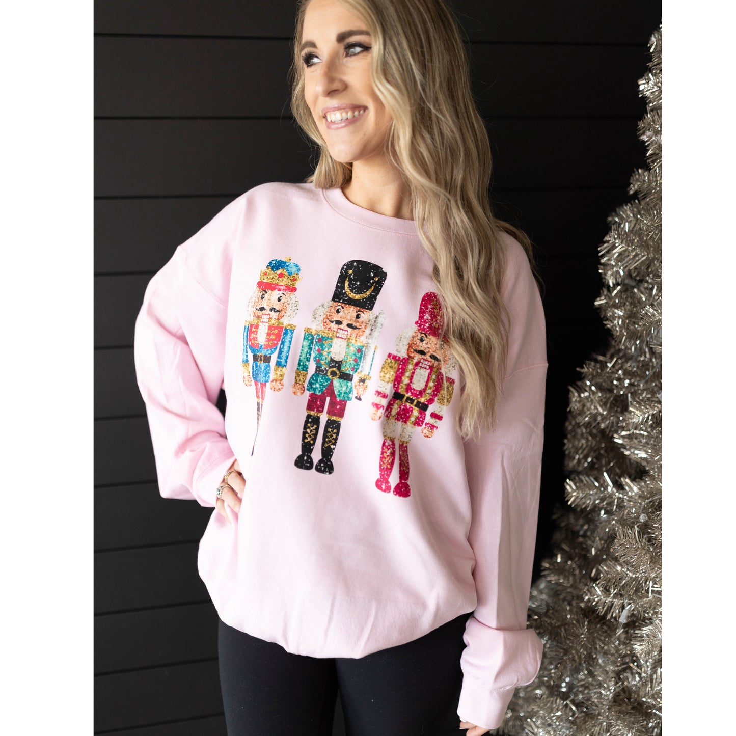 Sparkly Nutcrackers | Light Pink Sweatshirt