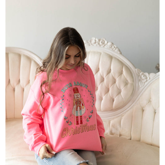 Nuts about Christmas | Neon Pink Sweatshirt