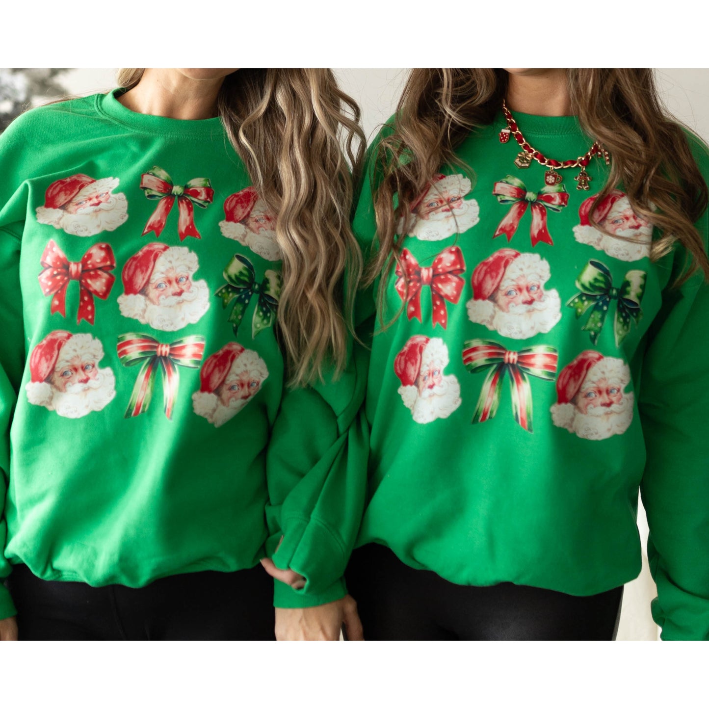 Santa & Bows | Kelly Green Sweatshirt