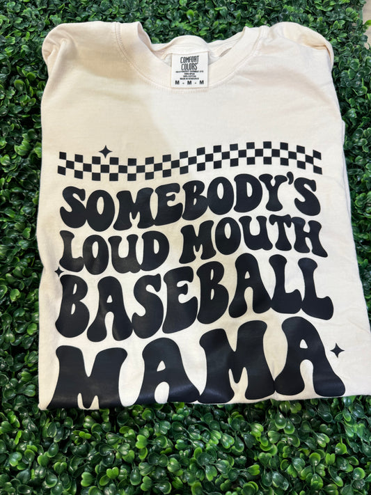 READY TO SHIP loud mouth baseball mama CC tee size M