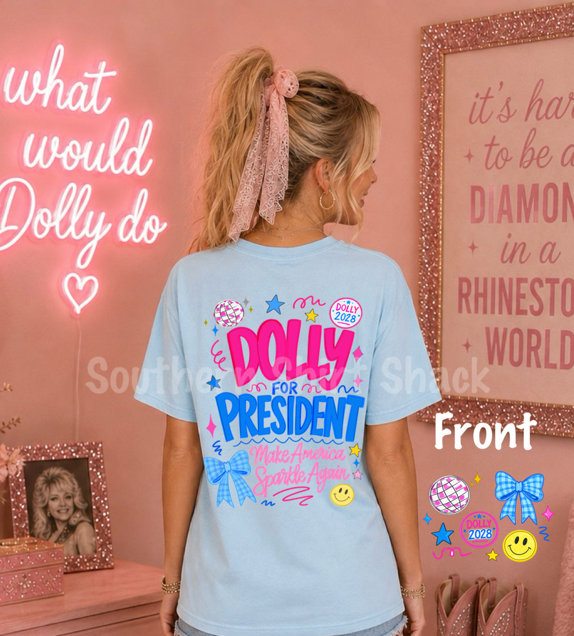 Dolly for President Comfort Colors Tee | Light Blue
