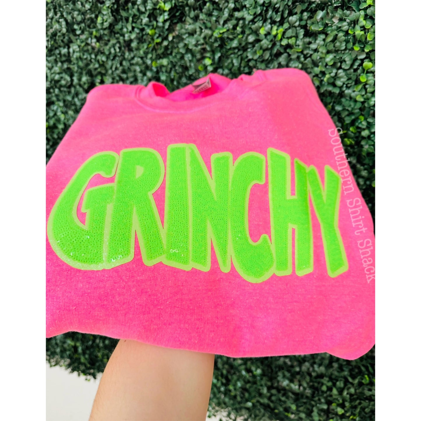 Grinchyyyy Sequin Patch Sweatshirt