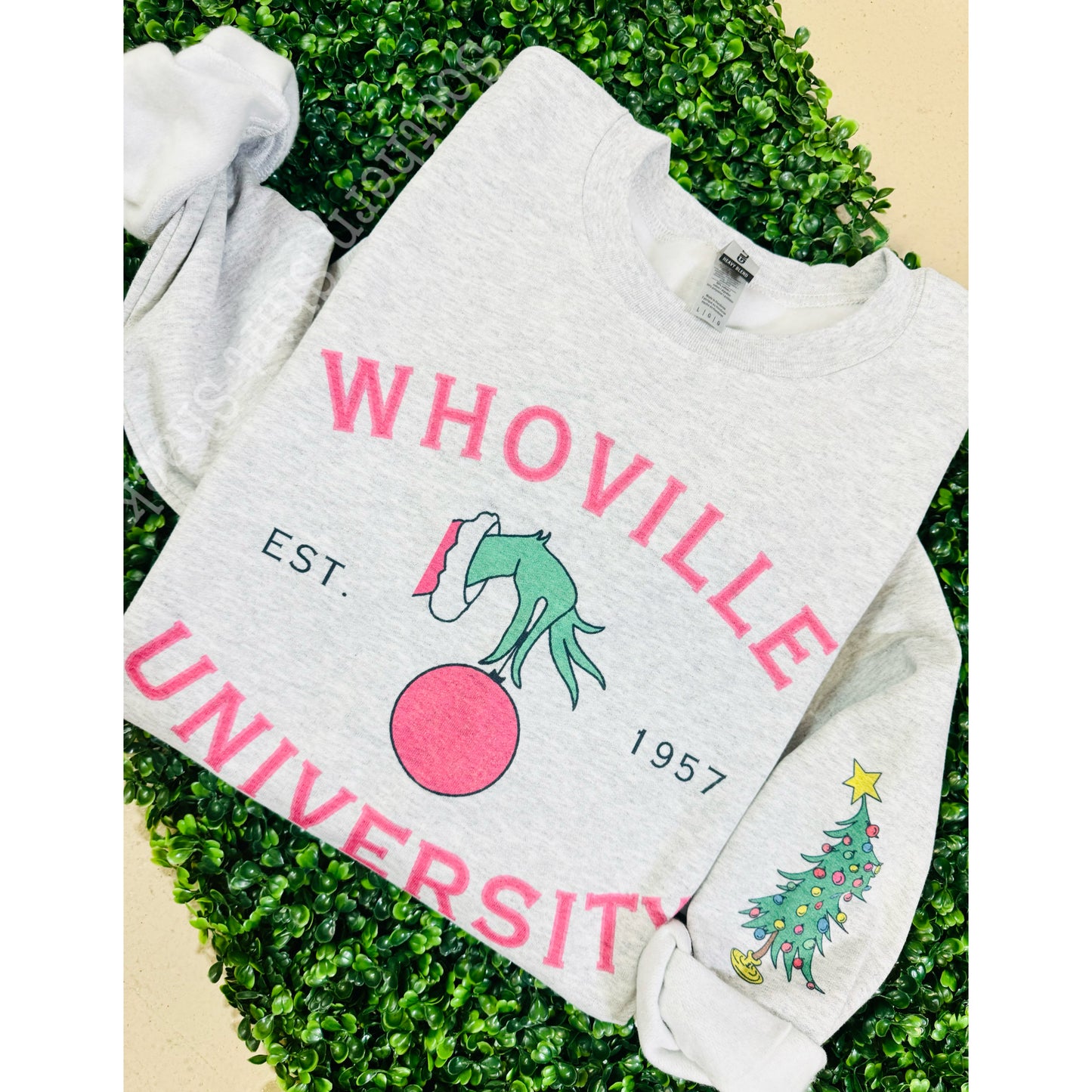 Preppy Pink Whoville | Ash Gray Sweatshirt