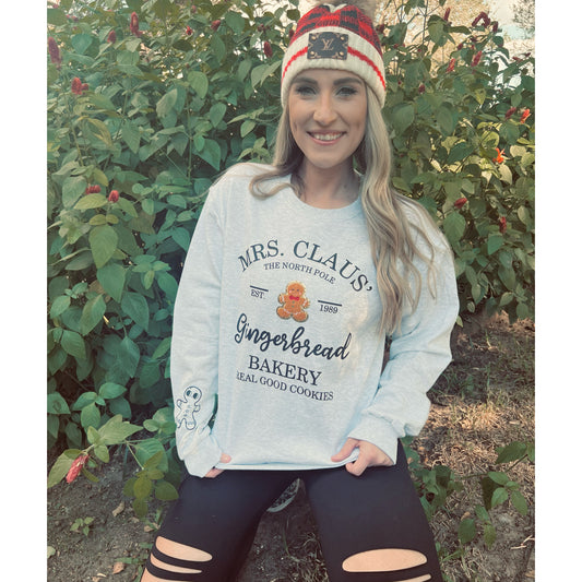 Gingerbread Bakery with mini gingerbread chenille patch Sweatshirt