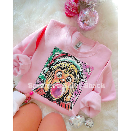 Kevin Home Alone Cartoon | Light Pink Sweatshirt