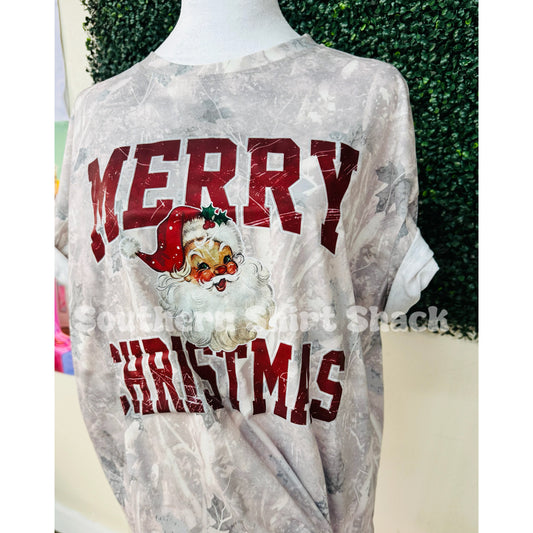 Retro Santa Merry Christmas Camo Tee