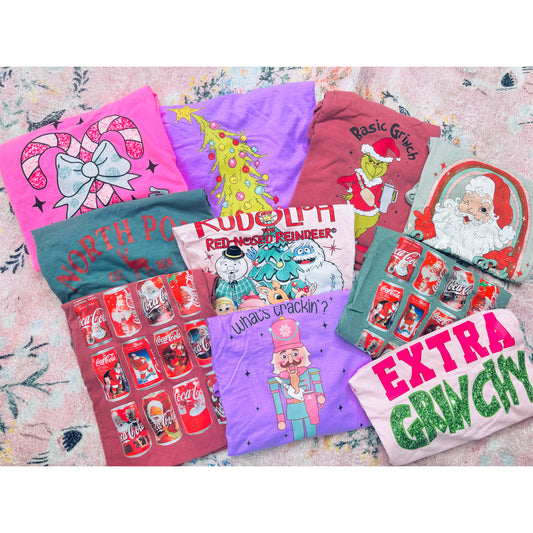 12.99 Christmas Comfort Colors Mystery Tee | READY TO SHIP