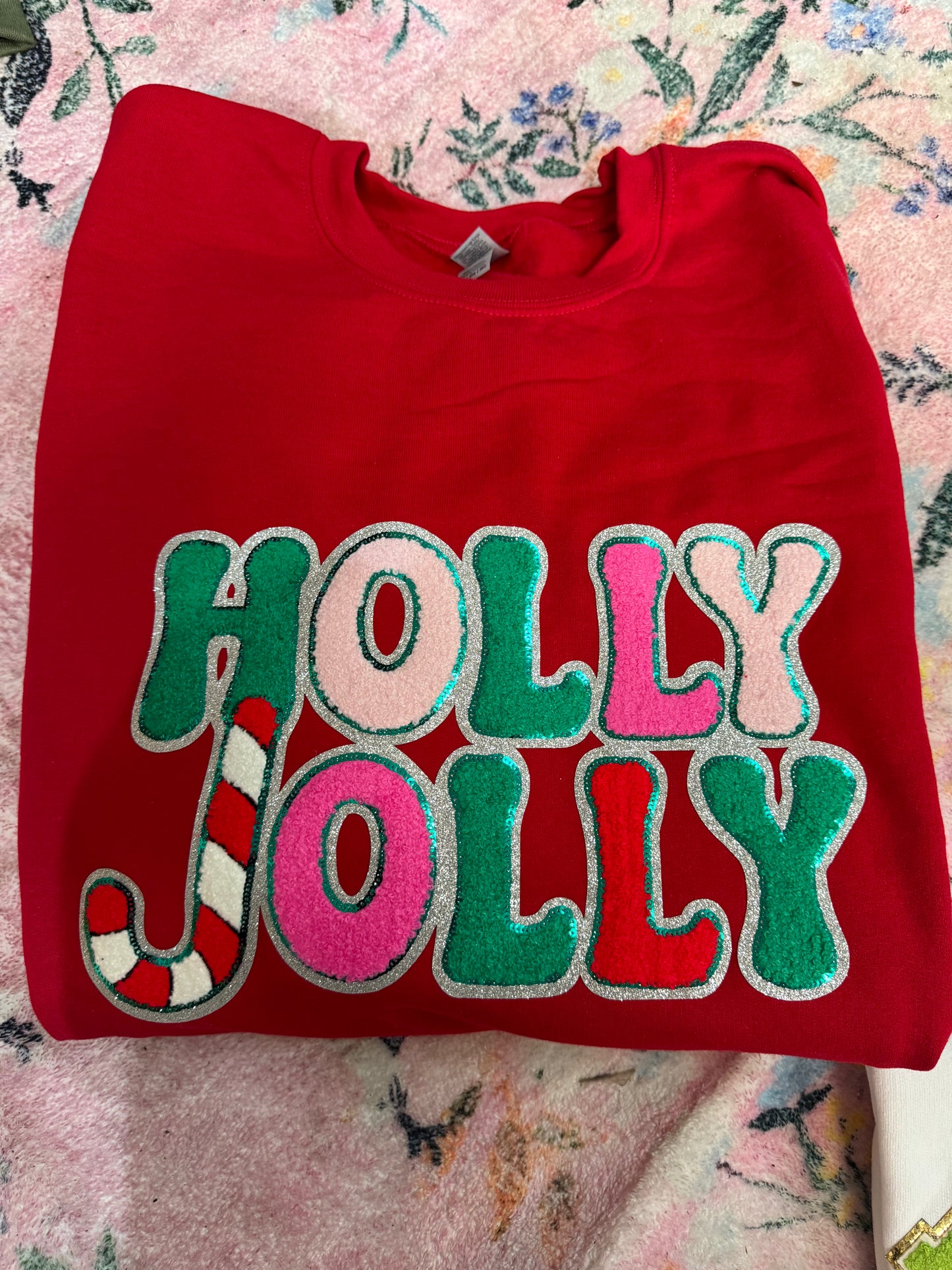 Holly Jolly red Patch Sweatshirt 3X | READY TO SHIP