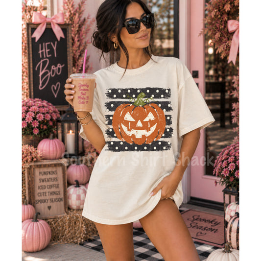 Polka dot stripes Jac | Ivory Comfort Colors tee