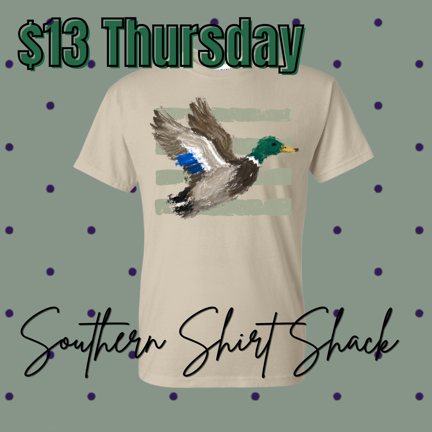 $13 THURSDAY T-Shirt of the Day | Striped Mallard  | NO COUPON CODES ALLOWED |  Gildan Dryblend | YOUTH XS-ADULT