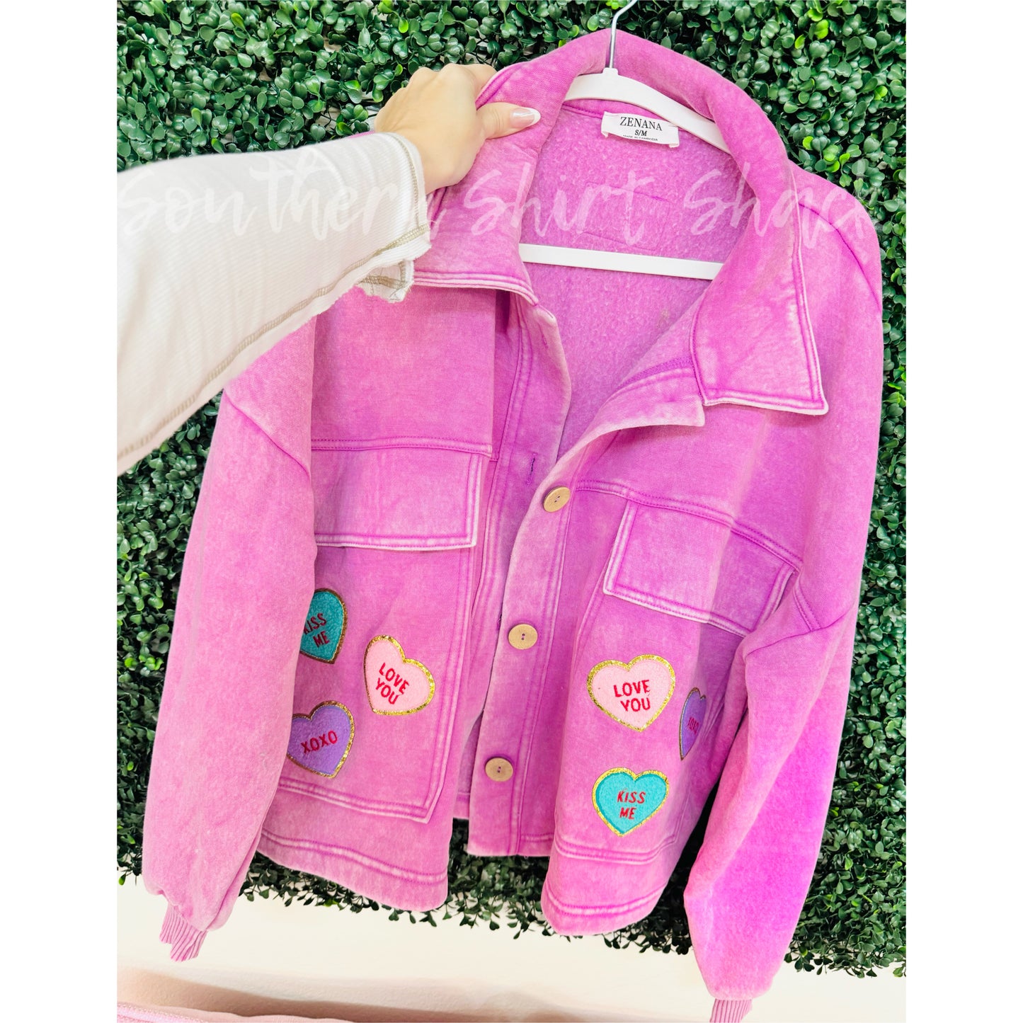 Conversation Heart Patch Button Up Jacket | READY TO SHIP