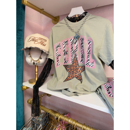 Feral Zebra Print | Sandstone comfort colors tee
