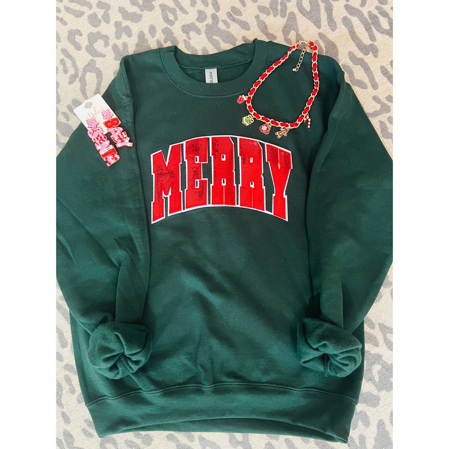 MERRY sequin patch sweatshirt