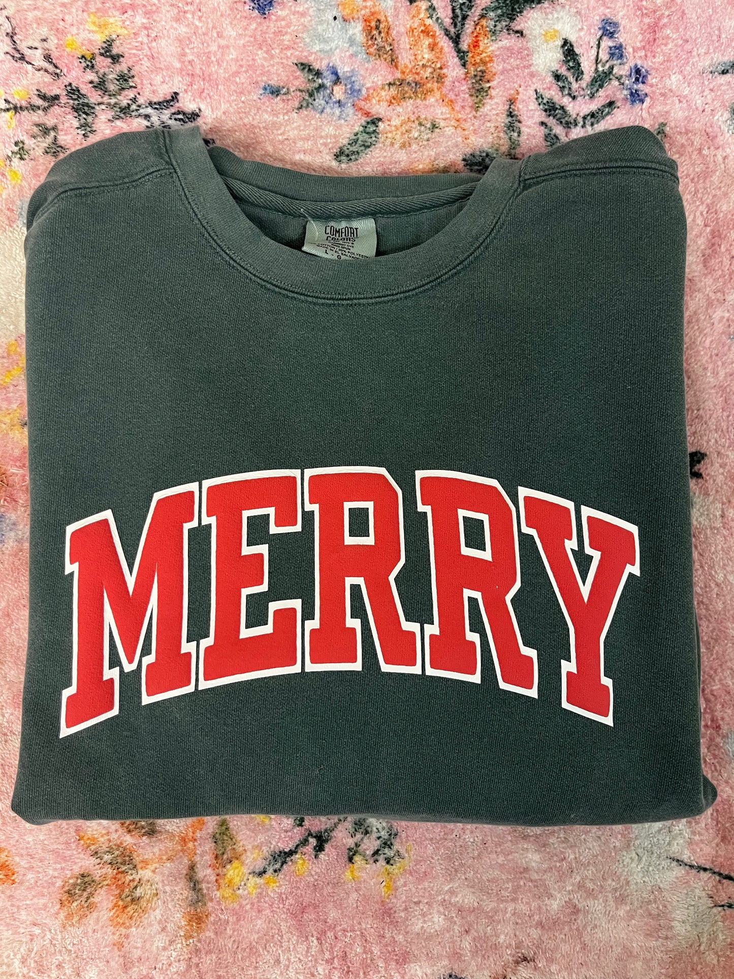 Merry puff comfort colors  sweatshirt - Large