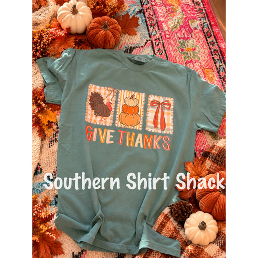 Give Thanks | Light Green Comfort Colors tee