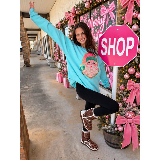Sequin Pink & Turquoise Patch Sweatshirt