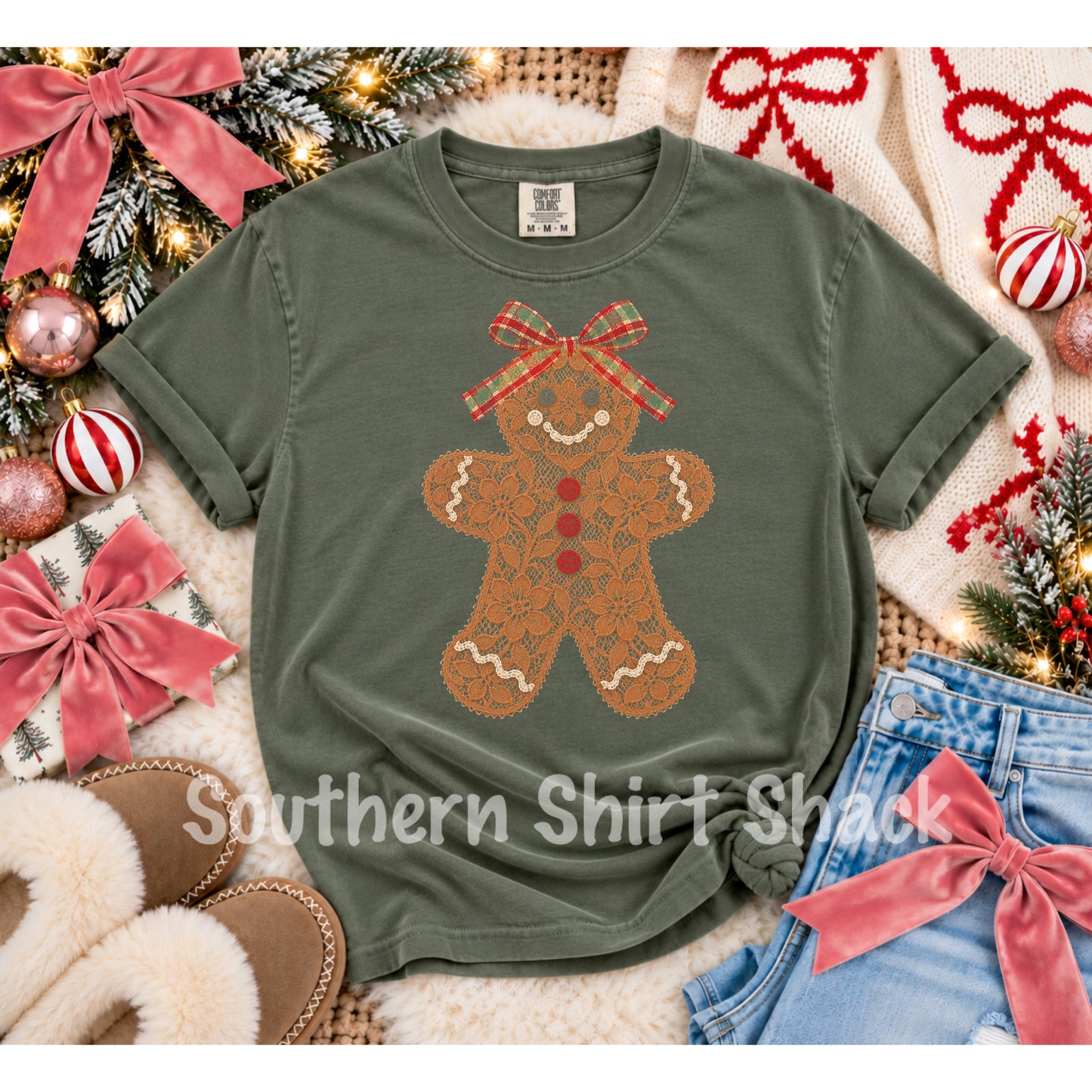 Gingerbread Lace Moss Comfort Colors Tee