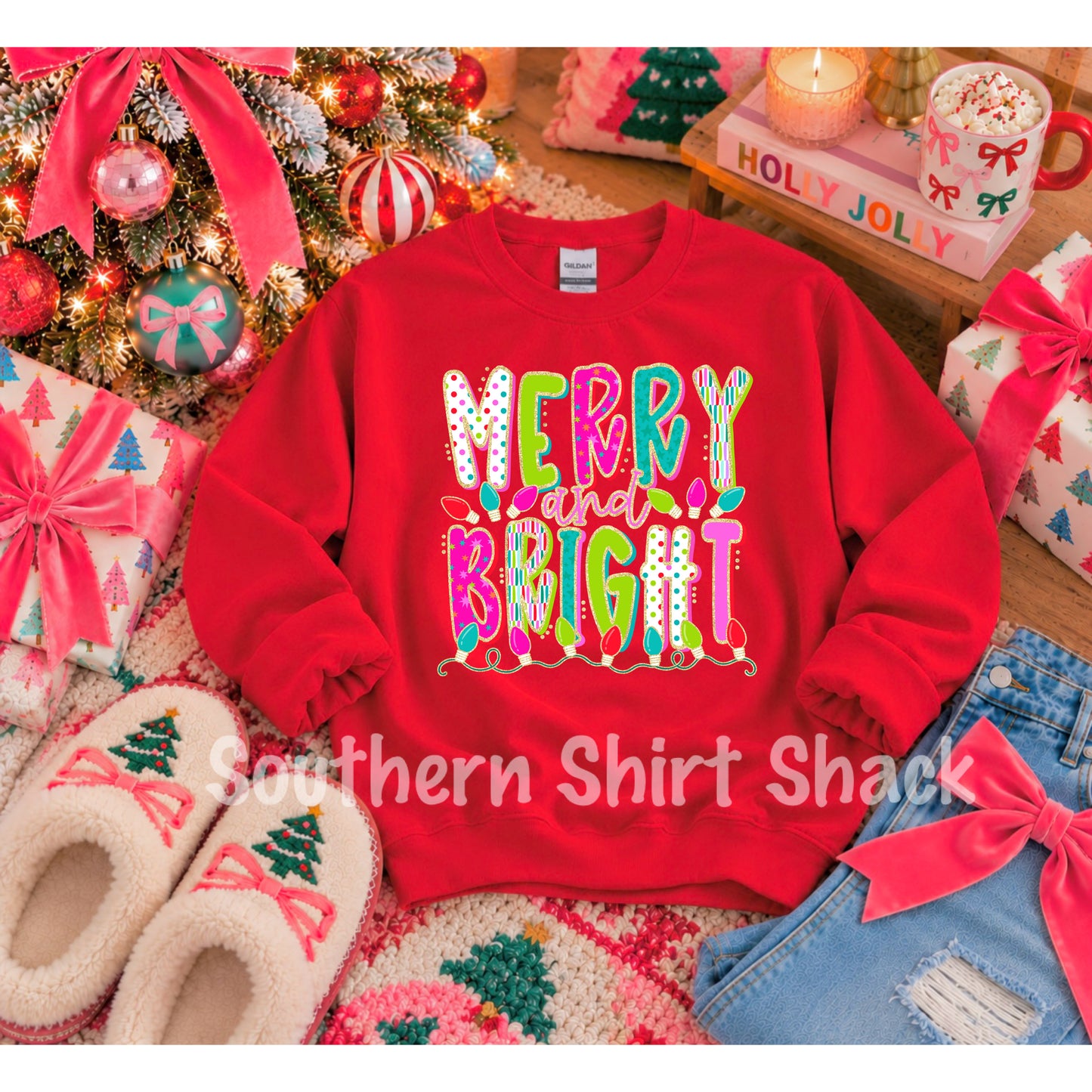 Colorful Merry & Bright | Red Sweatshirt